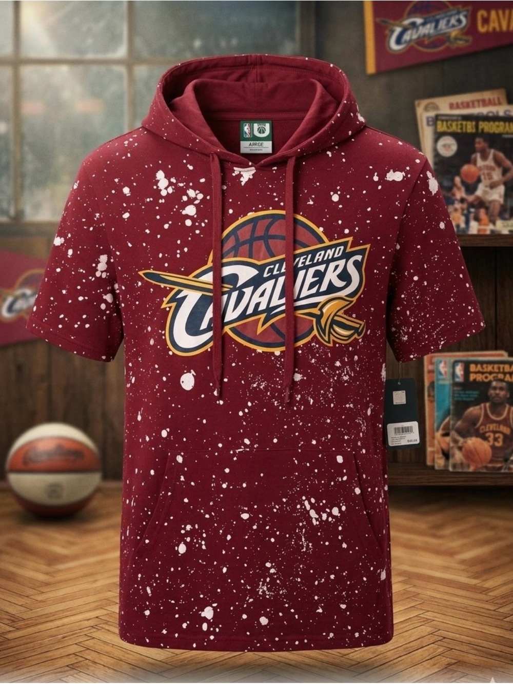 NBA Maroon Splatter Cavaliers Hoodie.
Men size L . NWT